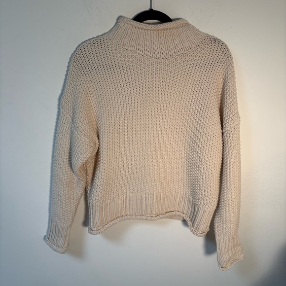She + Sky Womens Cozy Cream Cotton Sweater Medium - Picture 5 of 11